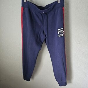 Polo Ralph Lauren Blue Red Jogger Sweatpants Size L P-93 Patch Drawstring